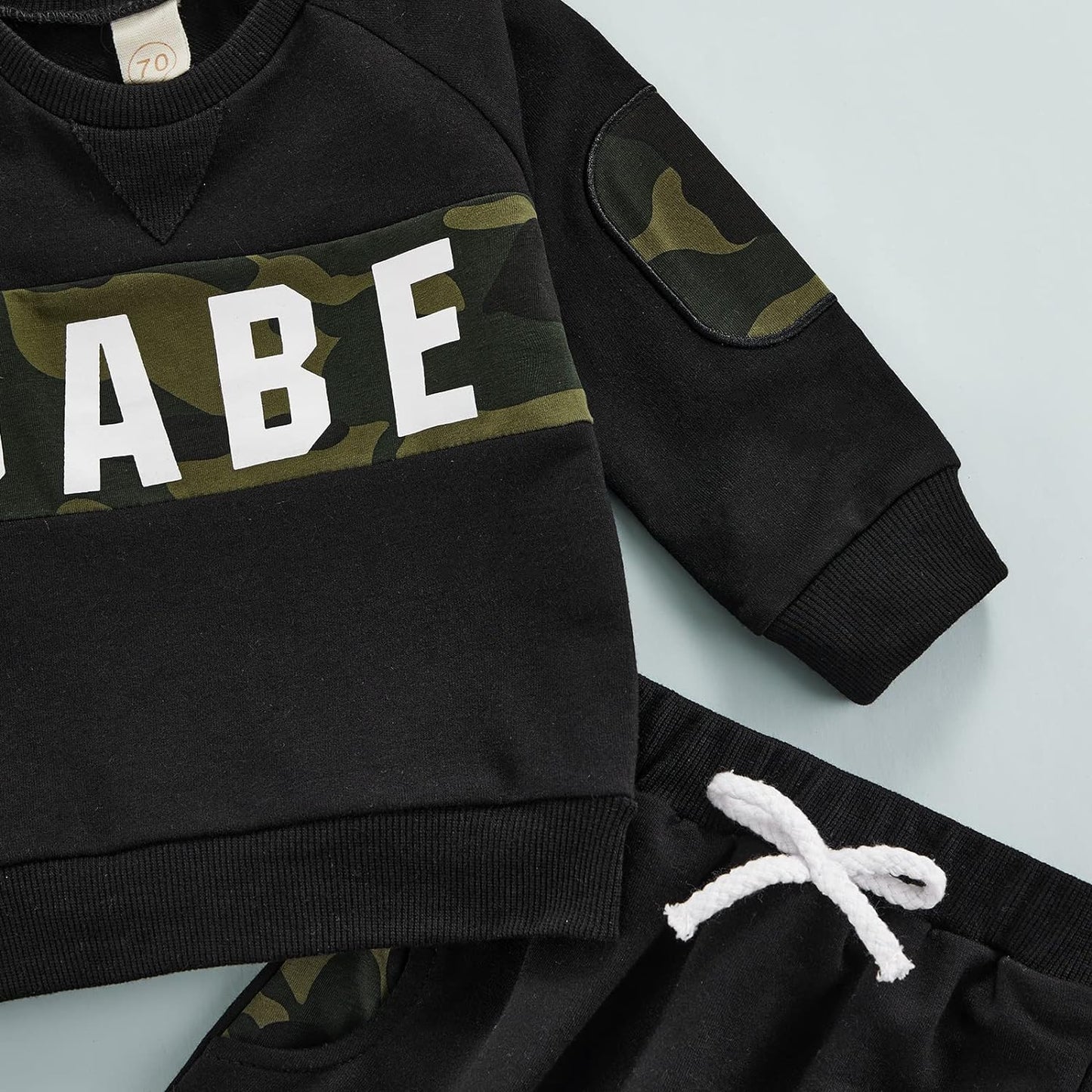 Infant Unisex Hooded Sweatshirt and Pants Set with Letter Print - Long Sleeve Romper Outfit (Black, 18-24 Months)
