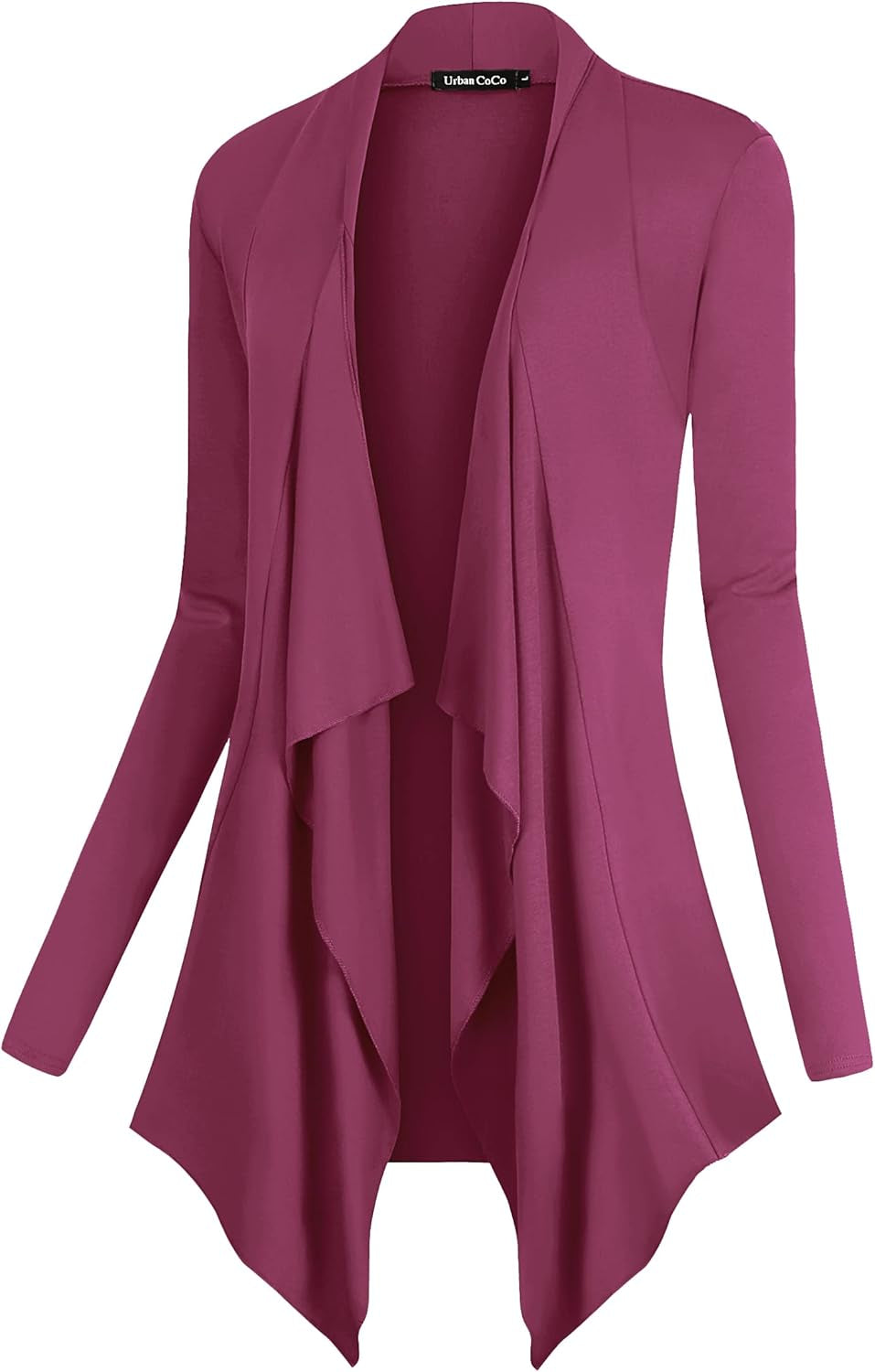 Women's Long Sleeve Drape Front Cardigan with Irregular Hem