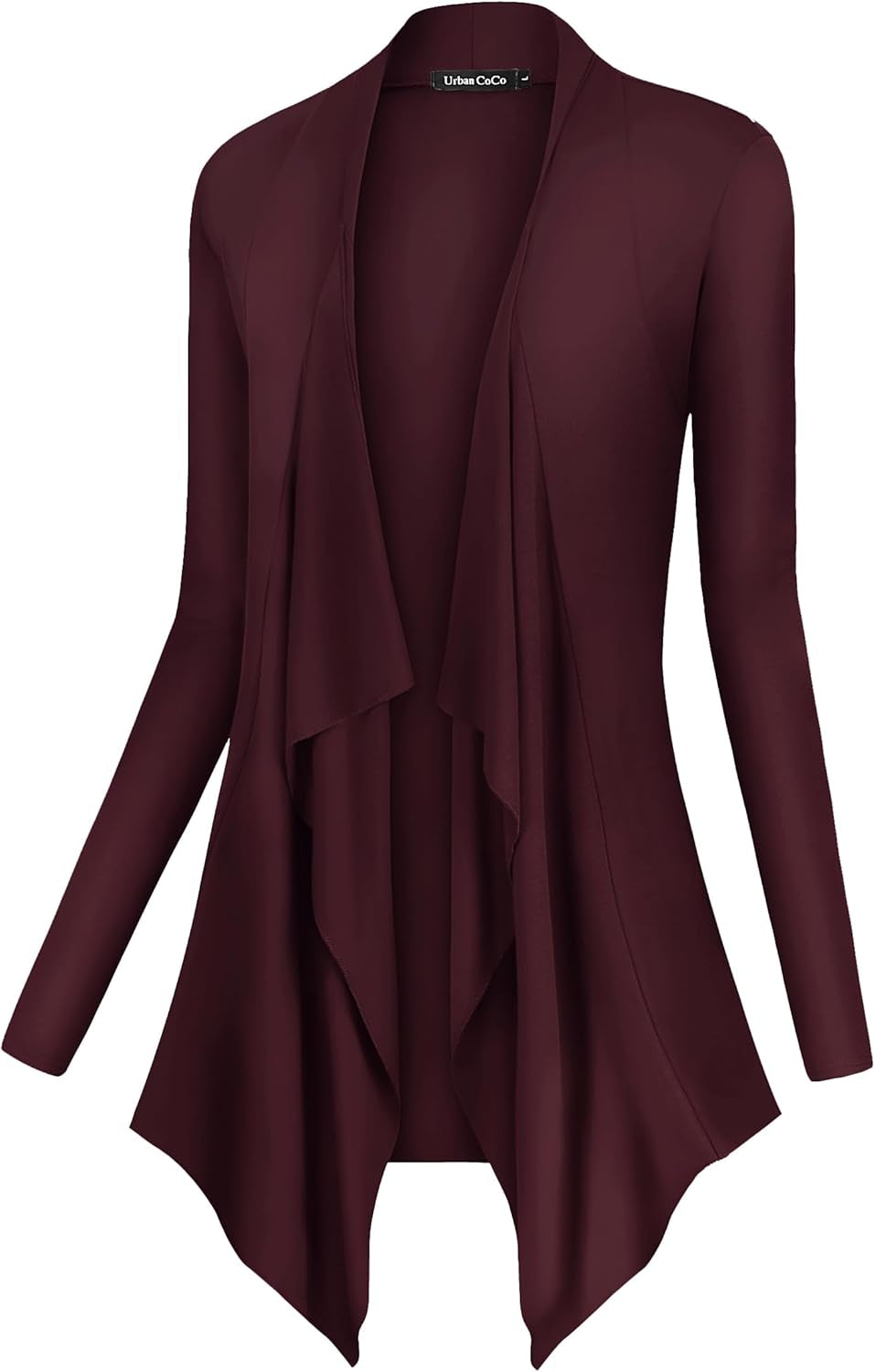 Women's Long Sleeve Drape Front Cardigan with Irregular Hem