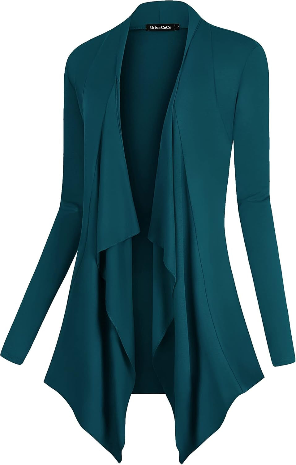 Women's Long Sleeve Drape Front Cardigan with Irregular Hem