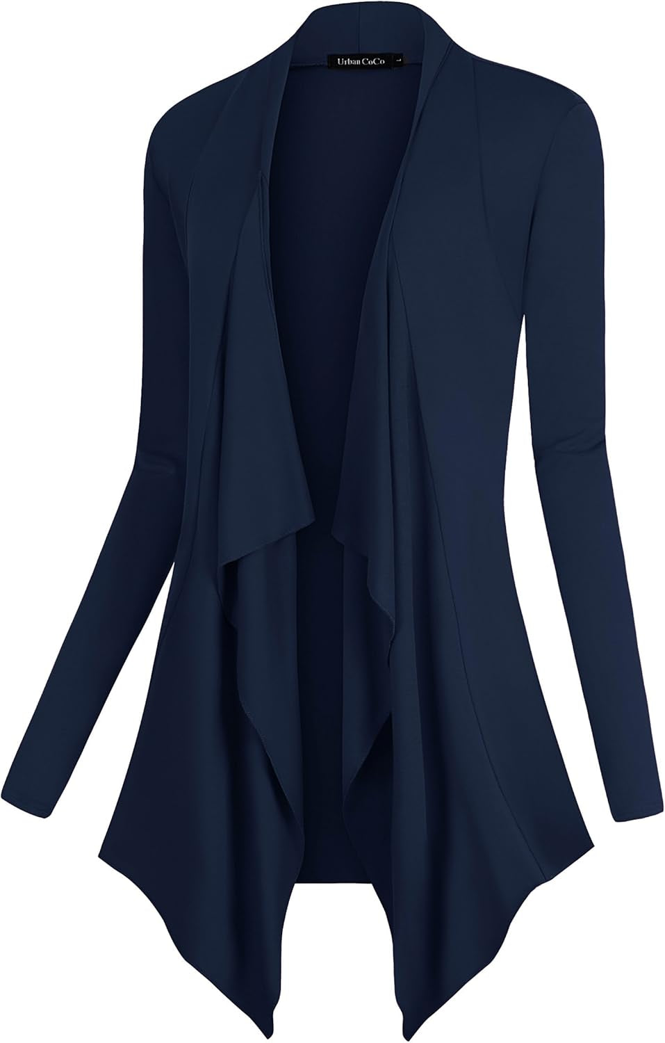 Women's Long Sleeve Drape Front Cardigan with Irregular Hem
