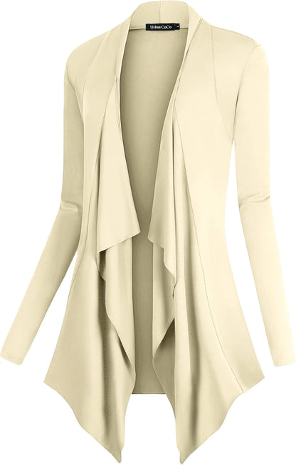 Women's Long Sleeve Drape Front Cardigan with Irregular Hem