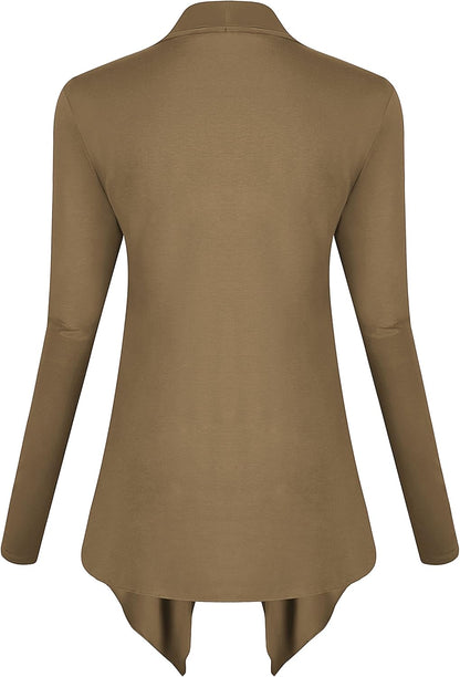 Women's Long Sleeve Drape Front Cardigan with Irregular Hem